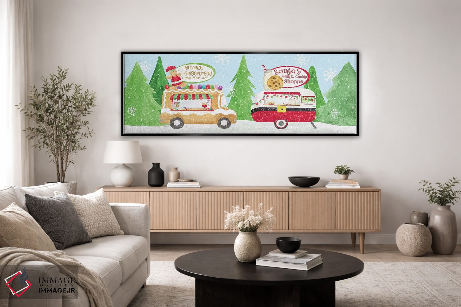 تابلو دکوراتیو کریسمس با گاری غذا دو اثر تارا رید - D5B