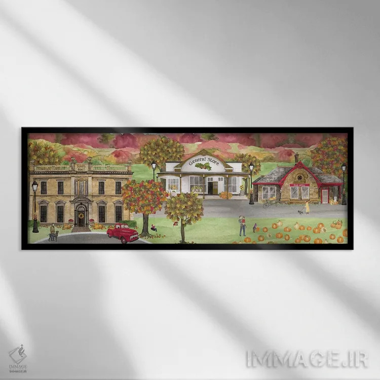 تابلوی دهکده برداشت محصول II اثر تارا رید - نمای قابدار مشکی