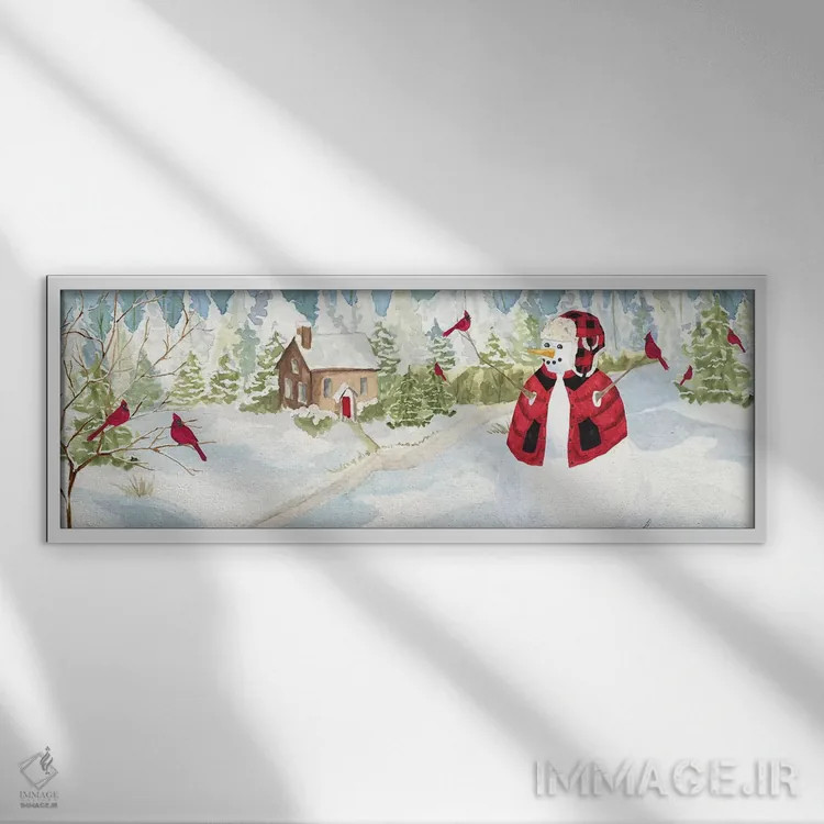 تابلوی آدم برفی کریسمس I اثر تارا رید - نمای قابدار سفید