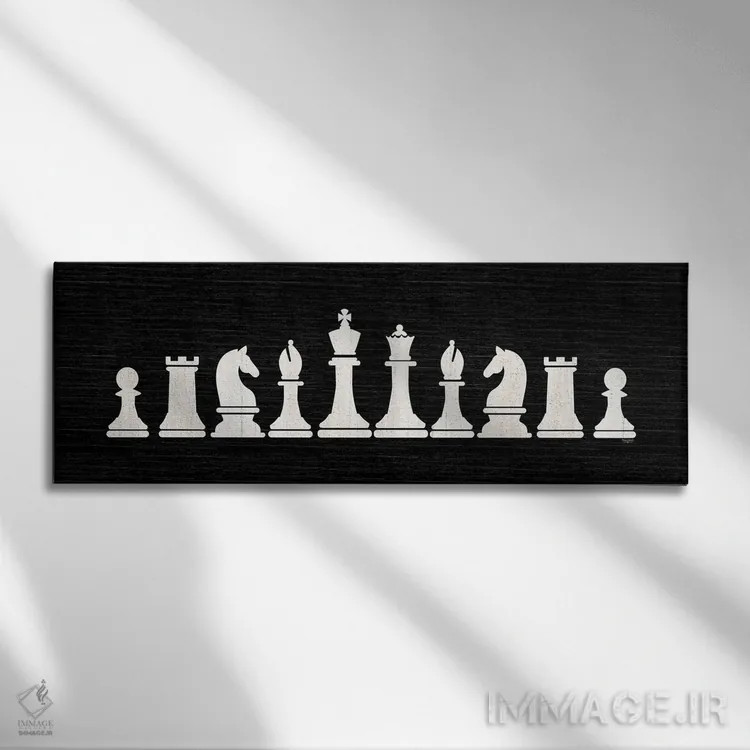 تابلوی مهره شطرنج سیاه اثر تارا رید - نمای روبهرو روی دیوار