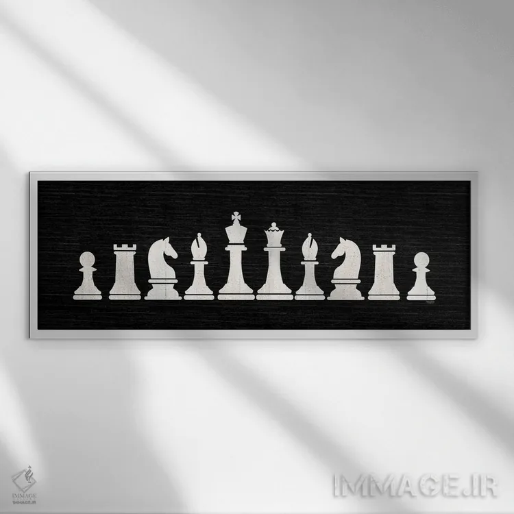 تابلوی مهره شطرنج سیاه اثر تارا رید - نمای قابدار سفید