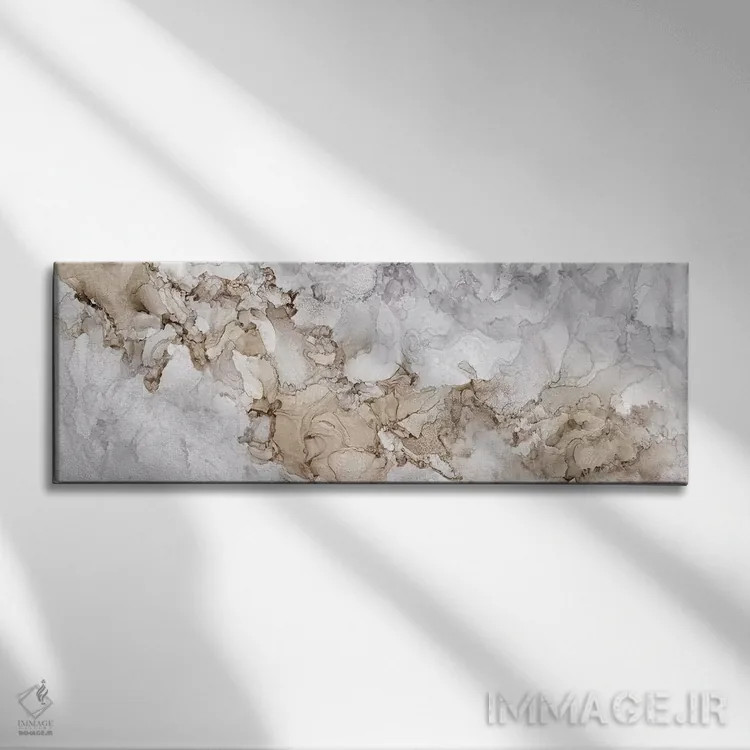 تابلو انتزاعیی زیبایی خنثی خاکستری اثر تارا رید - نمای روبهرو روی دیوار