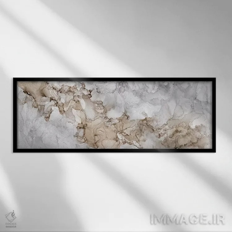 تابلو انتزاعیی زیبایی خنثی خاکستری اثر تارا رید - نمای قابدار مشکی