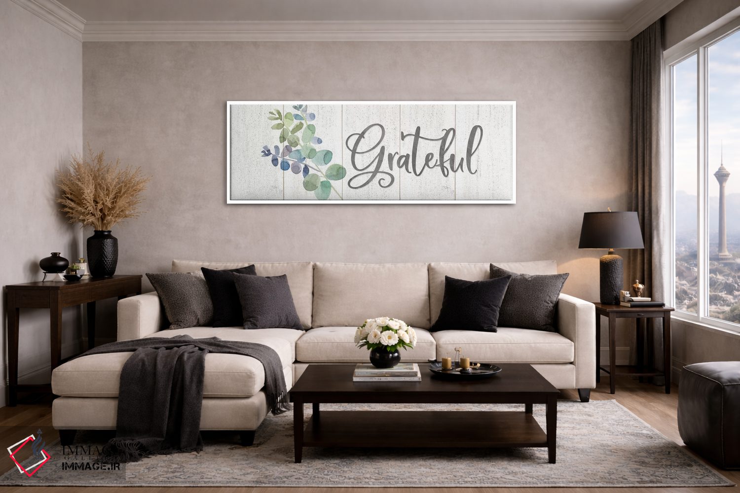 تابلو مدرن الهام طبیعی: تابلوی سپاسگزاری آبی اثر تارا رید - D4W