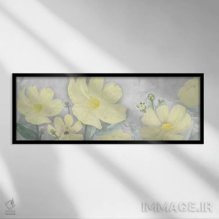 تابلو دکوراتیو پنل آرامش دلپذیر خاکستری و زرد شماره ۱ اثر تارا رید - نمای قابدار مشکی