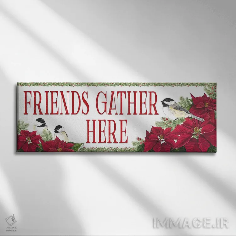 تابلو دکوراتیو چرخ ریسک کریسمسی قرمز اثر تارا رید - نمای روبهرو روی دیوار