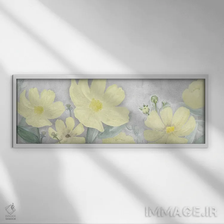 تابلو دکوراتیو پنل آرامش دلپذیر خاکستری و زرد شماره ۱ اثر تارا رید - نمای قابدار سفید