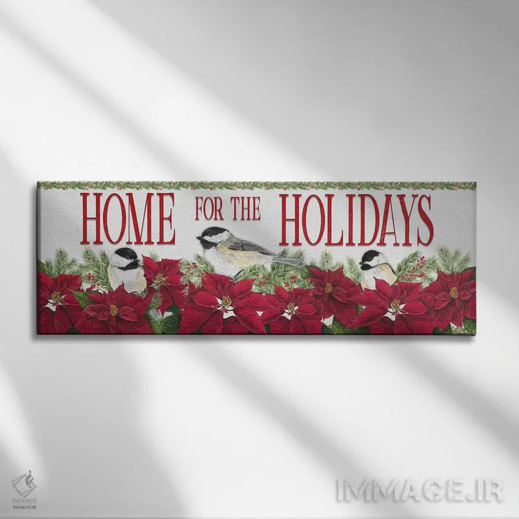 تابلو دکوراتیو چرخ ریسک کریسمسی قرمز اثر تارا رید - نمای روبهرو روی دیوار