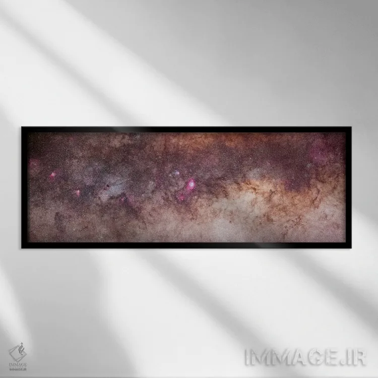 تابلو دکوراتیو ترکیب تصاویر صورت های فلکی عقرب و کمان در راه شیری جنوبی اثر آلن دایر - نمای قابدار مشکی