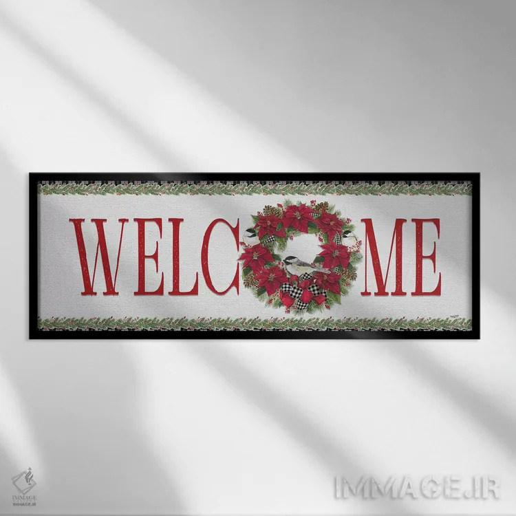 تابلو دکوراتیو چرخ ریسک کریسمسی قرمز اثر تارا رید - نمای قابدار مشکی