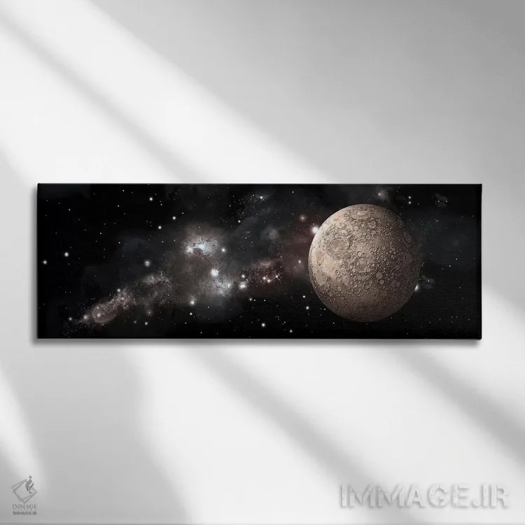 تابلو دکوراتیو ماه پر از دهانه به تنهایی در اعماق فضا اثر مارک وارد - نمای روبهرو روی دیوار