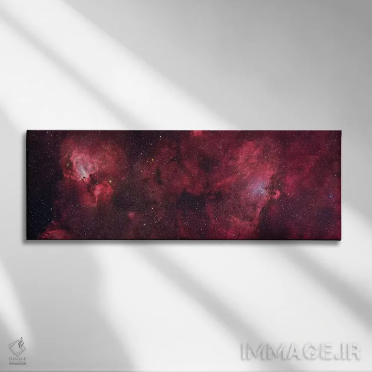 تابلو دکوراتیو سحابی عقاب و سحابی قو اثر روبرتو کولومباری - نمای روبهرو روی دیوار