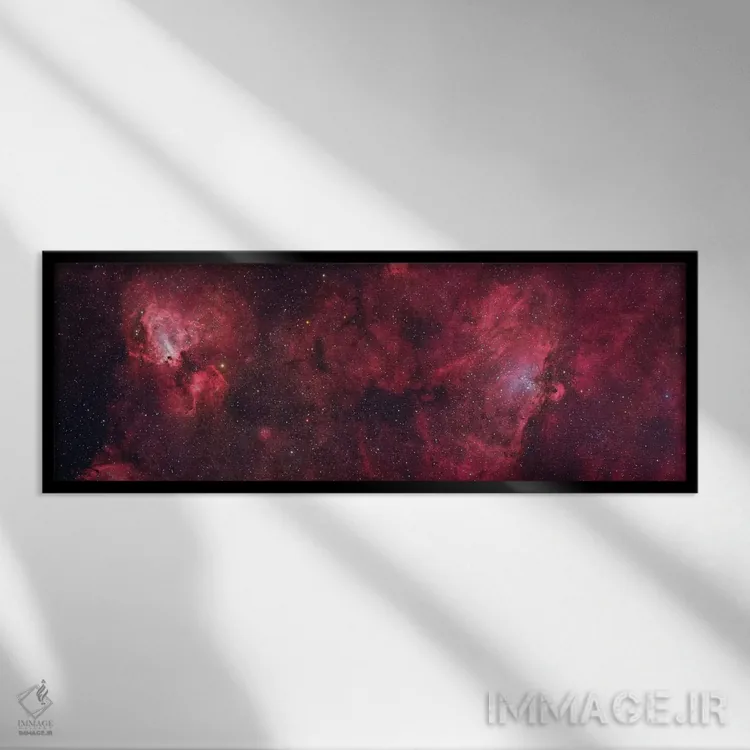 تابلو دکوراتیو سحابی عقاب و سحابی قو اثر روبرتو کولومباری - نمای قابدار مشکی