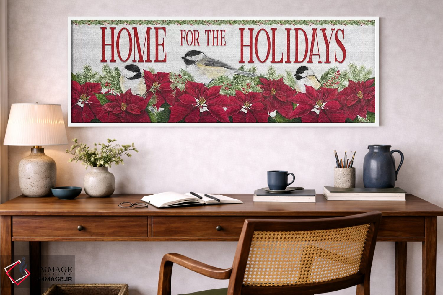 تابلو دکوراتیو چرخ ریسک کریسمسی قرمز اثر تارا رید - D1W