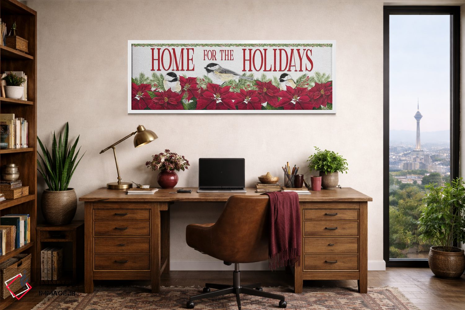 تابلو دکوراتیو چرخ ریسک کریسمسی قرمز اثر تارا رید - D2W