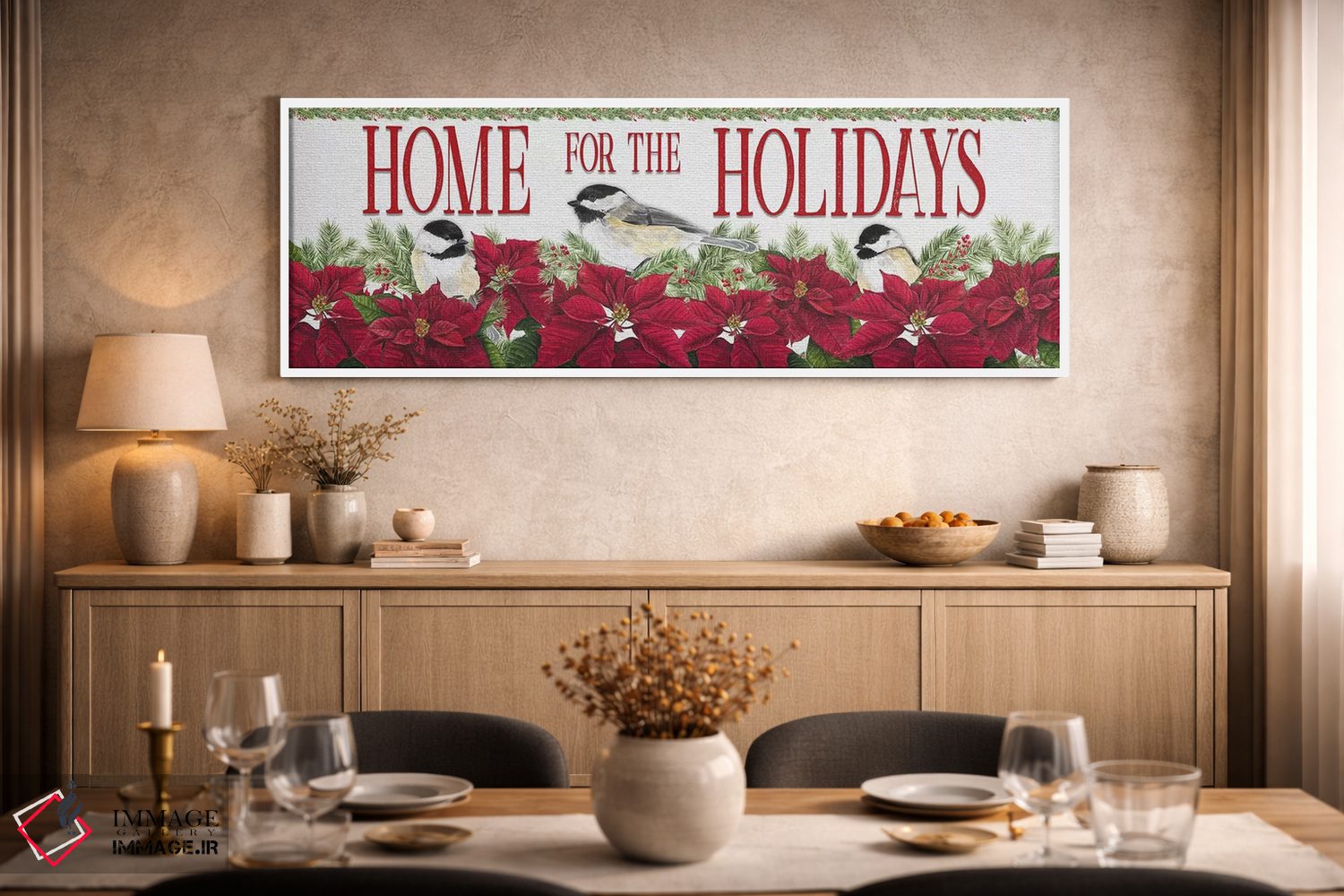 تابلو دکوراتیو چرخ ریسک کریسمسی قرمز اثر تارا رید - D3W