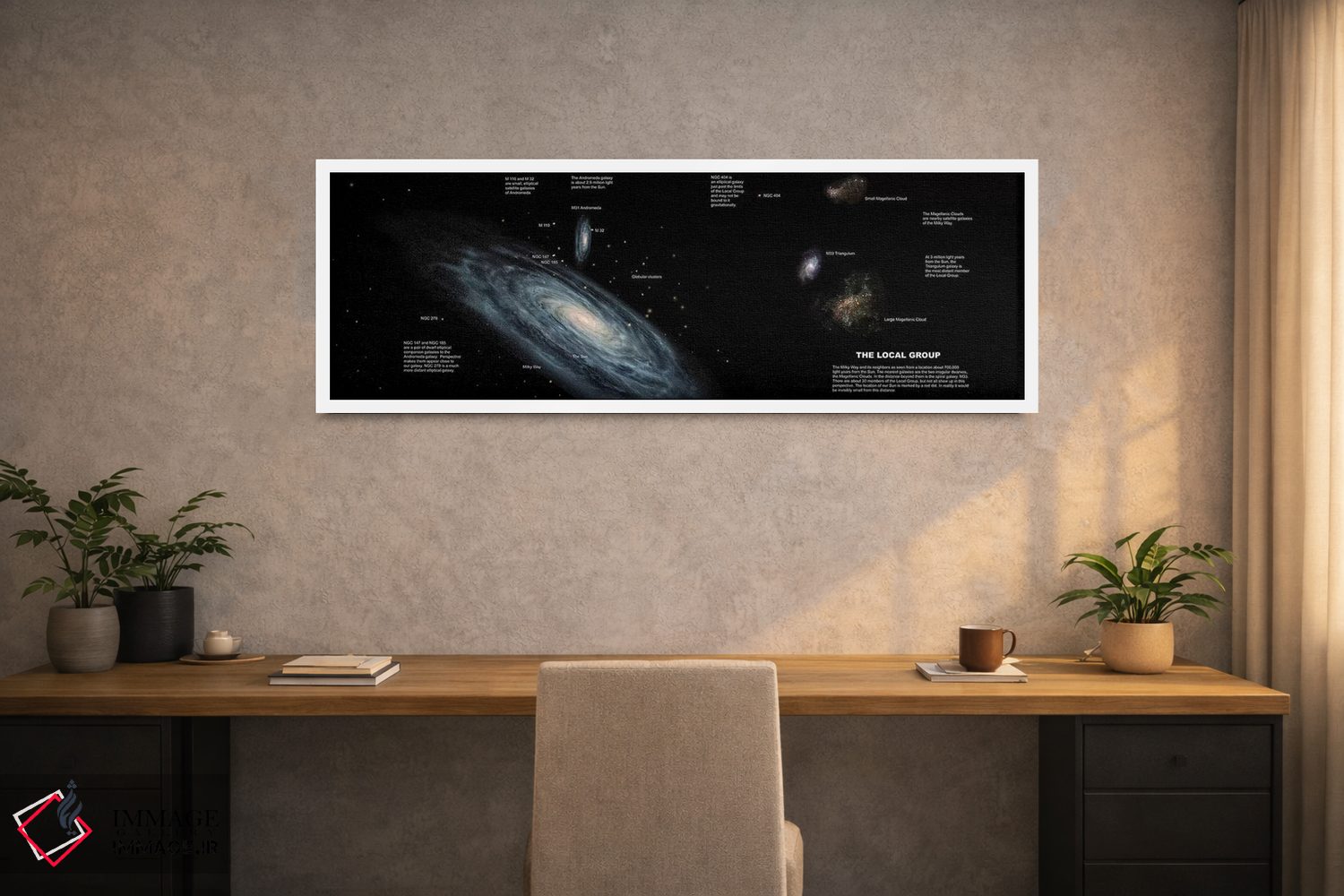 تابلو دکوراتیو کهکشان راه شیری و دیگر اعضای گروه کهکشانی محلی ما اثر ران میلر - D1W
