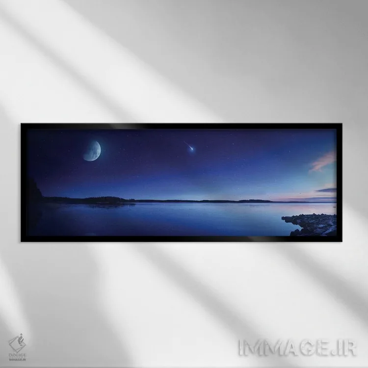 تابلو دکوراتیو Moon And Falling Meteorite, Finland III,دریاچه آرام در براب… اثر اوگنی کوکلف - نمای قابدار مشکی
