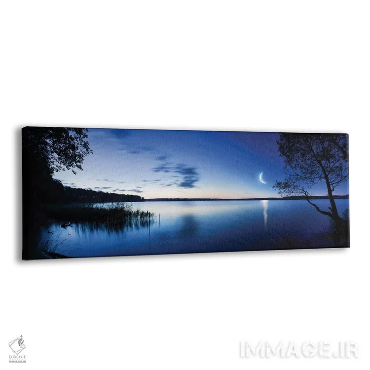 تابلو دکوراتیو Mozhaisk, Russia.,طلوع ماه بر فراز دریاچه آرام در برابر آسم… اثر اوگنی کوکلف - نمای پرسپکتیو محصول