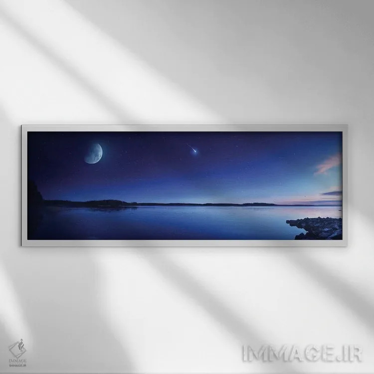 تابلو دکوراتیو Moon And Falling Meteorite, Finland III,دریاچه آرام در براب… اثر اوگنی کوکلف - نمای قابدار سفید