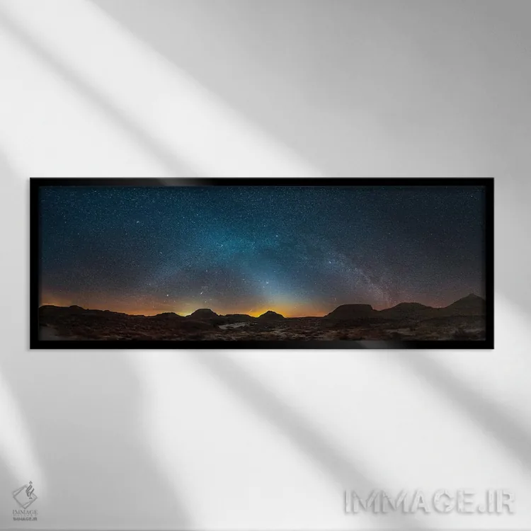 تابلو دکوراتیو Canada.,پانورامای آسمان بهاری با کهکشان راه شیری و صورت های فل… اثر آلن دایر - نمای قابدار مشکی