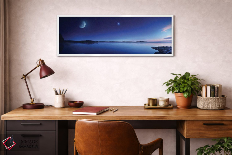 تابلو دکوراتیو Moon And Falling Meteorite, Finland III,دریاچه آرام در براب… اثر اوگنی کوکلف - D3W