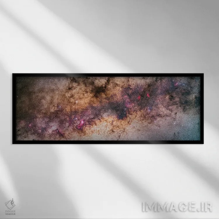 تابلو دکوراتیو پانورامای موزاییکی از منطقه غنی مرکز کهکشان راه شیری اثر آلن دایر - نمای قابدار مشکی