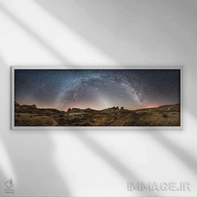 تابلو دکوراتیو Alberta, Canada.,قوس کهکشان راه شیری در آسمان پارک استانی داین… اثر آلن دایر - نمای قابدار سفید