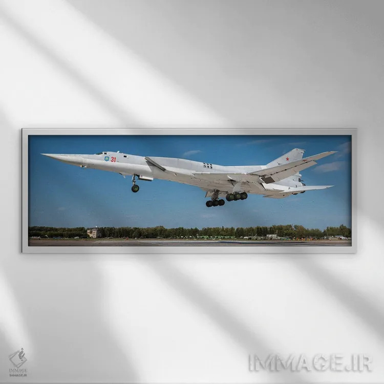 تابلو دکوراتیو Russia,هواپیمای توپولف Tu-22M3 نیروهای هوافضای روسیه در ح… اثر دانیله فاچولی - نمای قابدار سفید