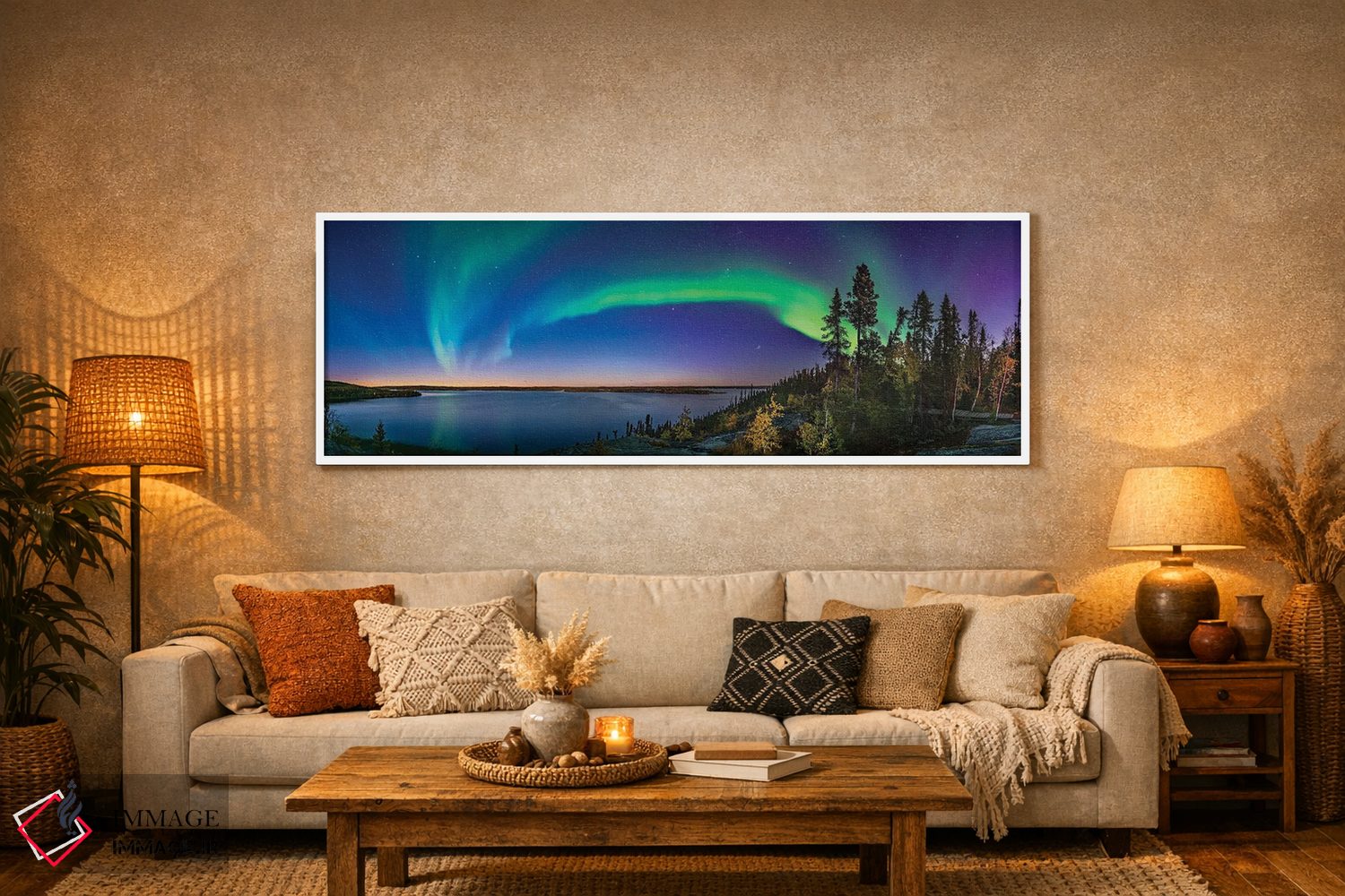 تابلو دکوراتیو Canada.,قوس شفق قطبی در گرگ و میش دریاچه پرلود، کانادا اثر آلن دایر - D6W