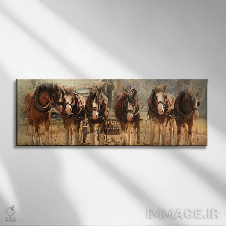 تابلو دکوراتیو شش تایی در یراق اثر ترودی سیموندز - نمای روبهرو روی دیوار