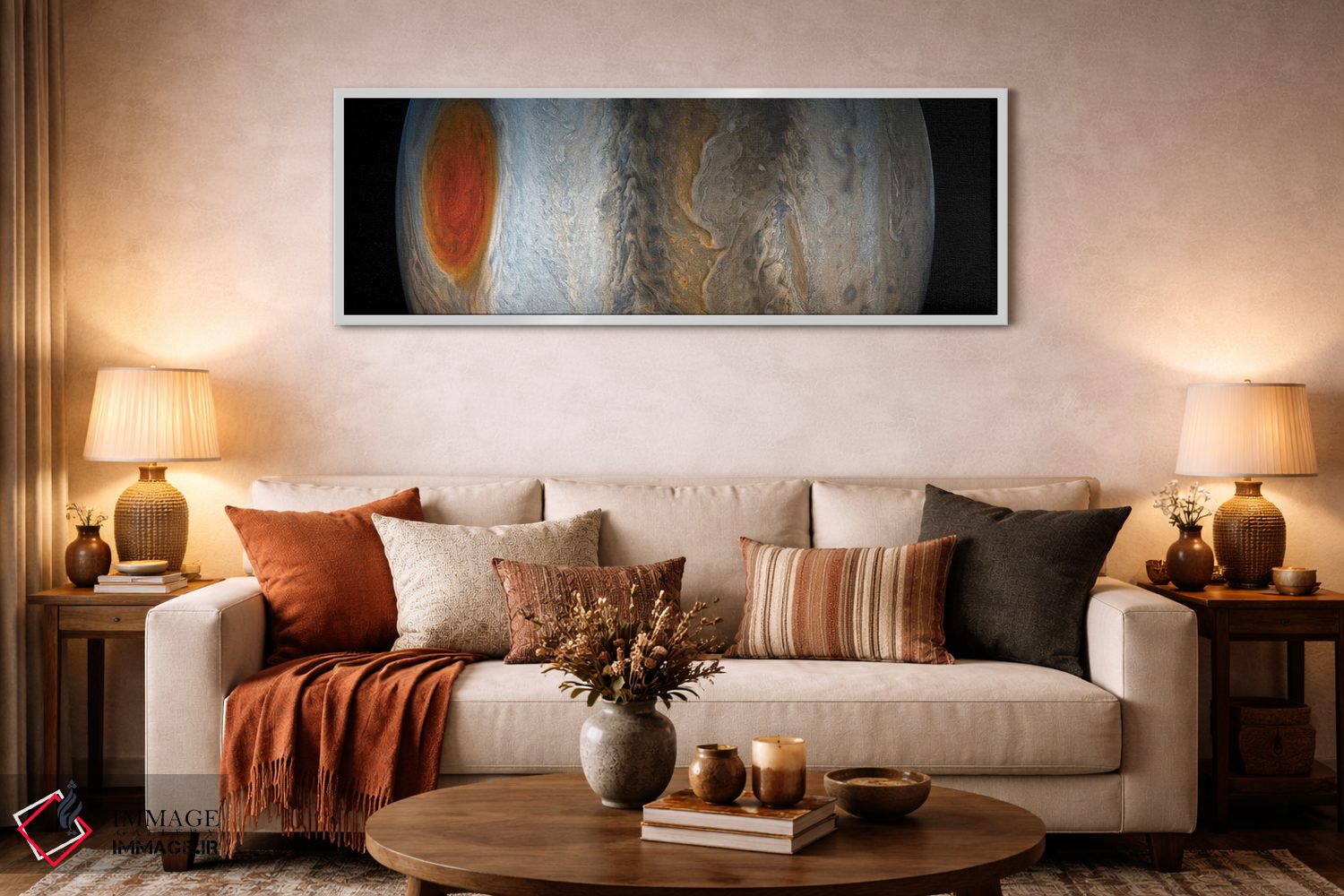 تابلو دکوراتیو لکه سرخ بزرگ و نوارهای پویا در منطقه جنوبی سیاره مشتری اثر استاک ترک ایمیجز - D4W