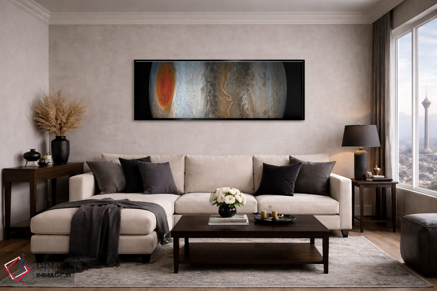 تابلو دکوراتیو لکه سرخ بزرگ و نوارهای پویا در منطقه جنوبی سیاره مشتری اثر استاک ترک ایمیجز - D6B