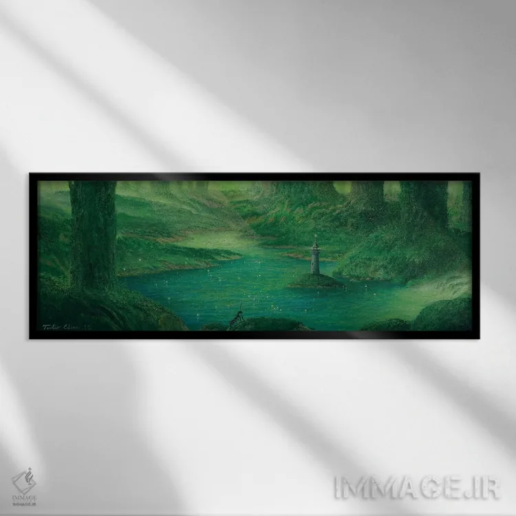 تابلو دکوراتیو فانوس دریایی در جنگل اثر توشیو ایبینه - نمای قابدار مشکی