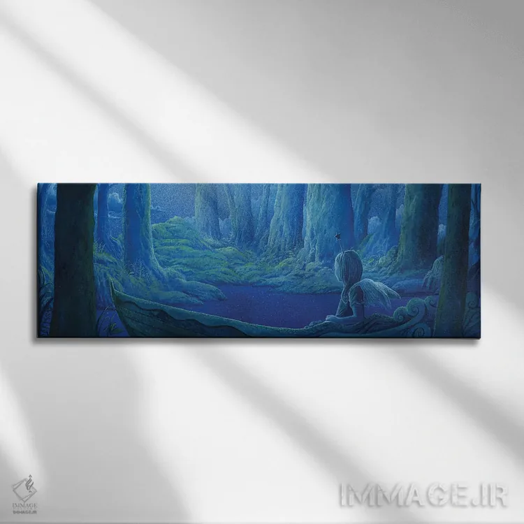 تابلو دکوراتیو آبتنی زیر نور ماه اثر توشیو ایبینه - نمای روبهرو روی دیوار