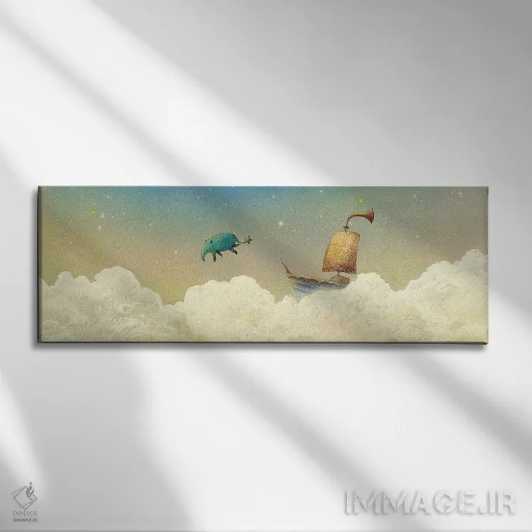 تابلو دکوراتیو تاپیر جهنده اثر توشیو ایبینه - نمای روبهرو روی دیوار