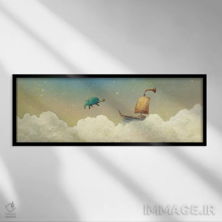 تابلو دکوراتیو تاپیر جهنده اثر توشیو ایبینه - نمای قابدار مشکی