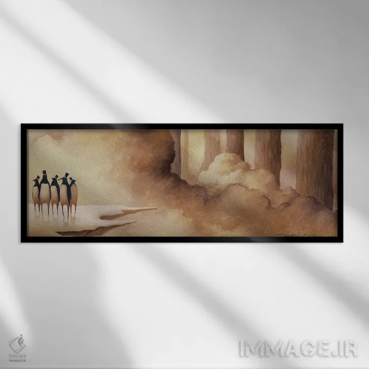 تابلو دکوراتیو ابر تابستانی به سوی جنگل زمستانی اثر توشیو ایبینه - نمای قابدار مشکی