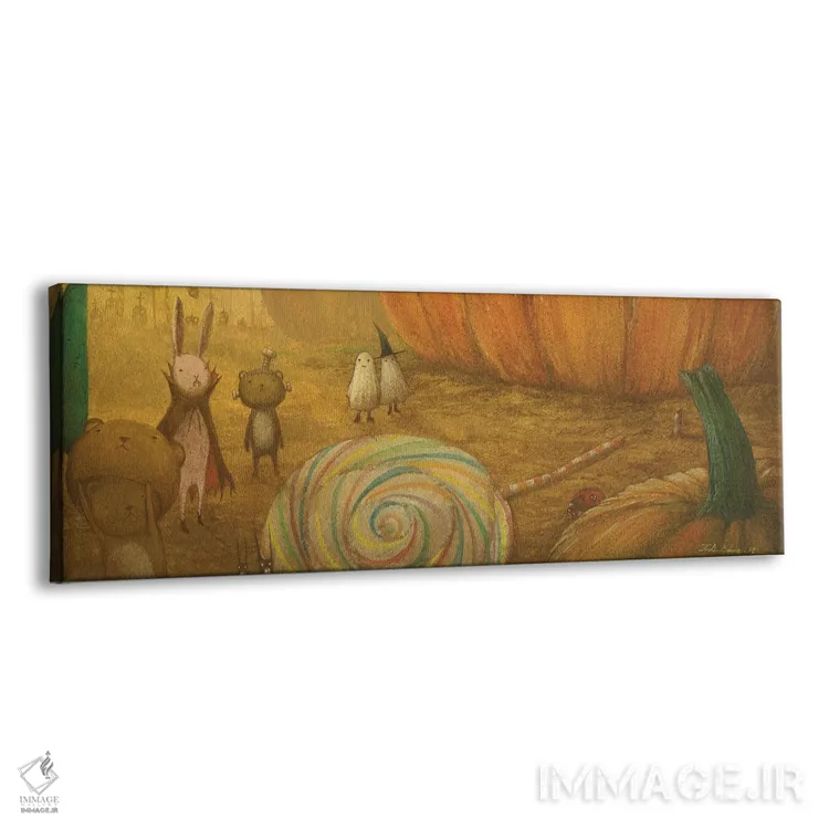 تابلو دکوراتیو اتفاقی در صبح هالووین اثر توشیو ایبینه - نمای پرسپکتیو محصول