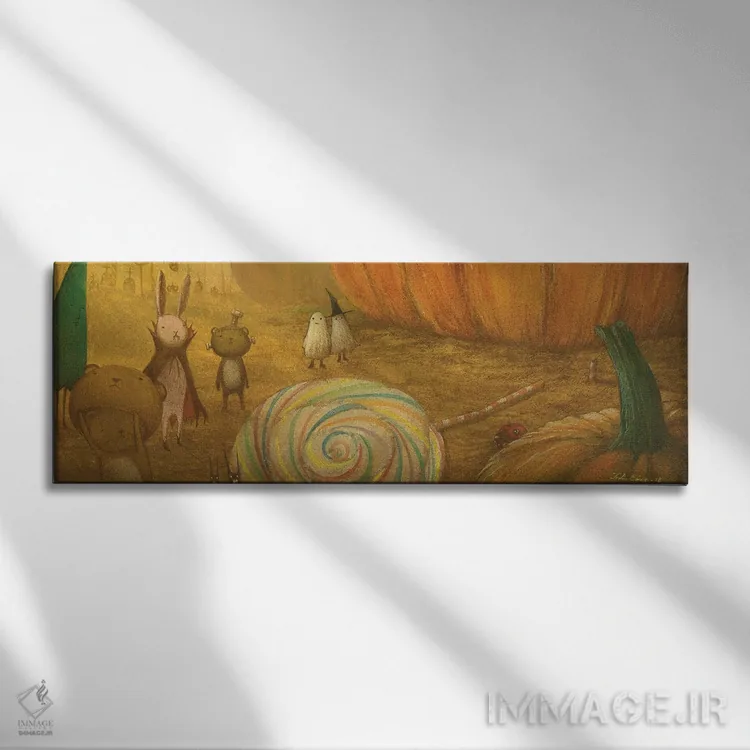 تابلو دکوراتیو اتفاقی در صبح هالووین اثر توشیو ایبینه - نمای روبهرو روی دیوار