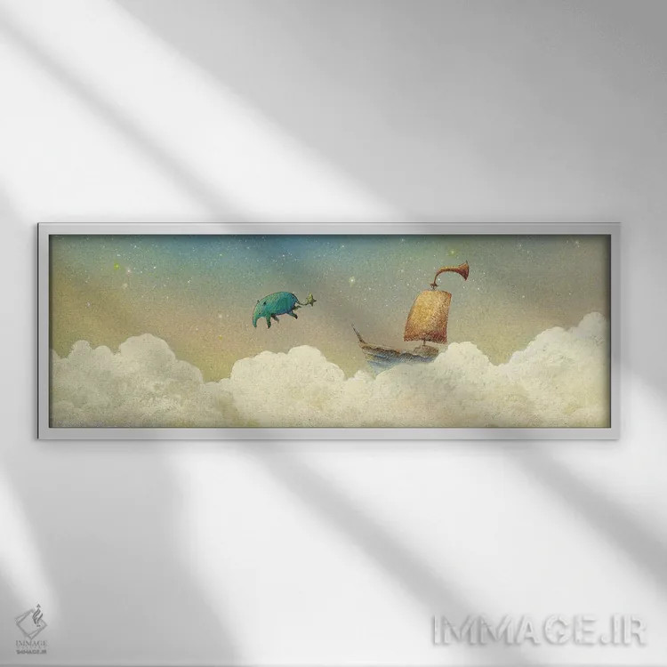 تابلو دکوراتیو تاپیر جهنده اثر توشیو ایبینه - نمای قابدار سفید