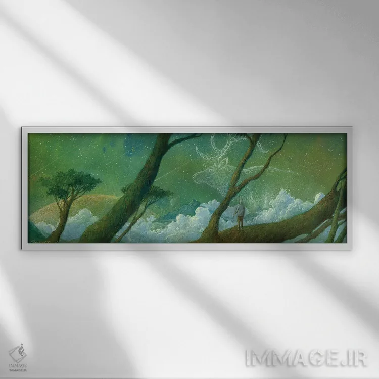 تابلو دکوراتیو رهگذر شب اثر توشیو ایبینه - نمای قابدار سفید