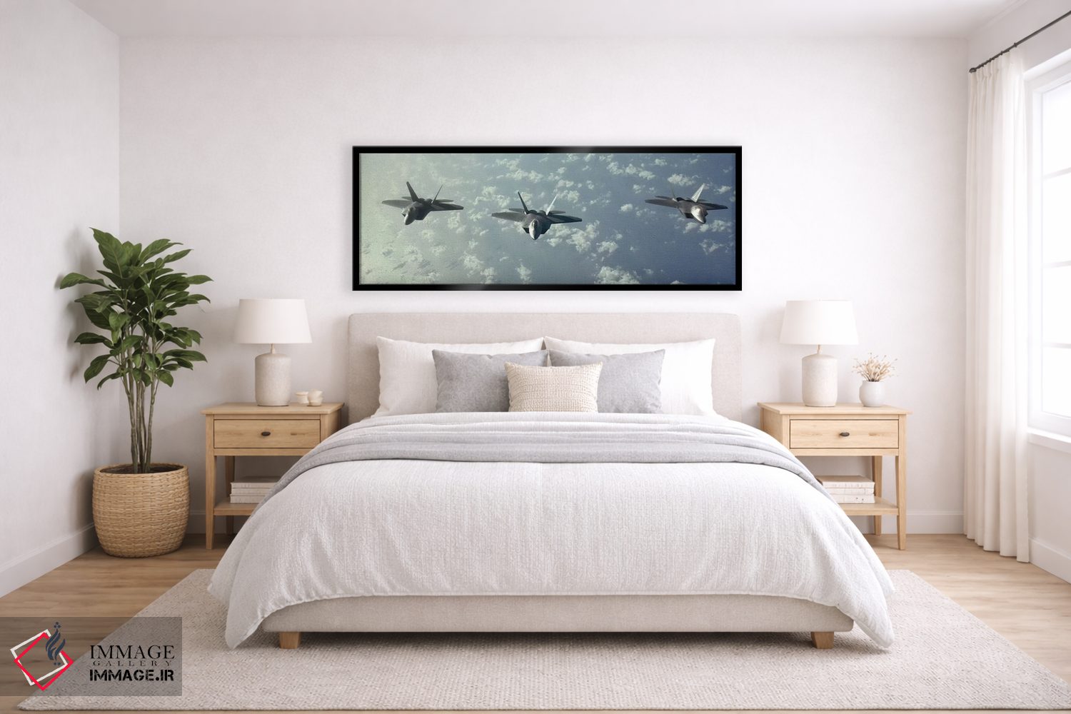 تابلو دکوراتیو آرایش پروازی سه فروند F-22 رپتور بر فراز اقیانوس آرام اثر استاک ترک ایمیجز - D6B