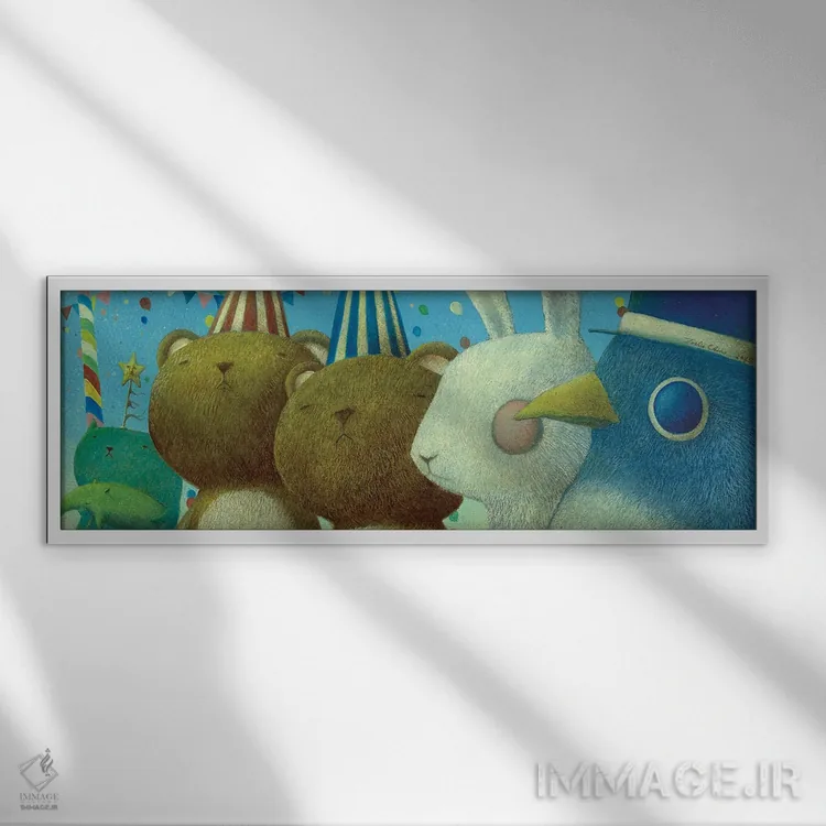 تابلو دکوراتیو در دل روز بامزه اثر توشیو ایبینه - نمای قابدار سفید