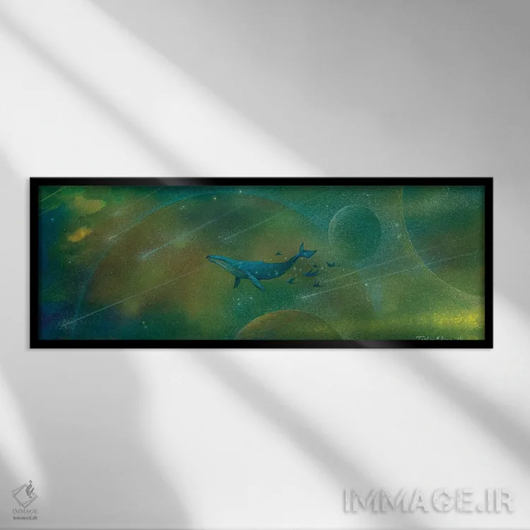 تابلو دکوراتیو شناور در جهان اثر توشیو ایبینه - نمای قابدار مشکی