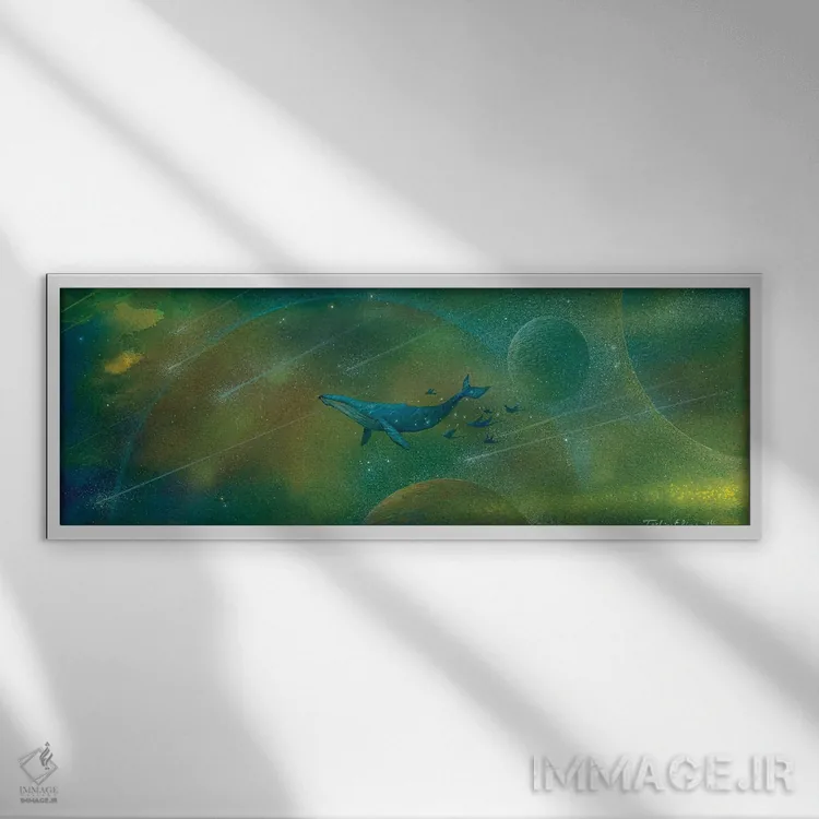 تابلو دکوراتیو شناور در جهان اثر توشیو ایبینه - نمای قابدار سفید