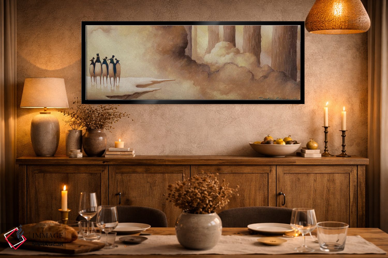 تابلو دکوراتیو ابر تابستانی به سوی جنگل زمستانی اثر توشیو ایبینه - D1B