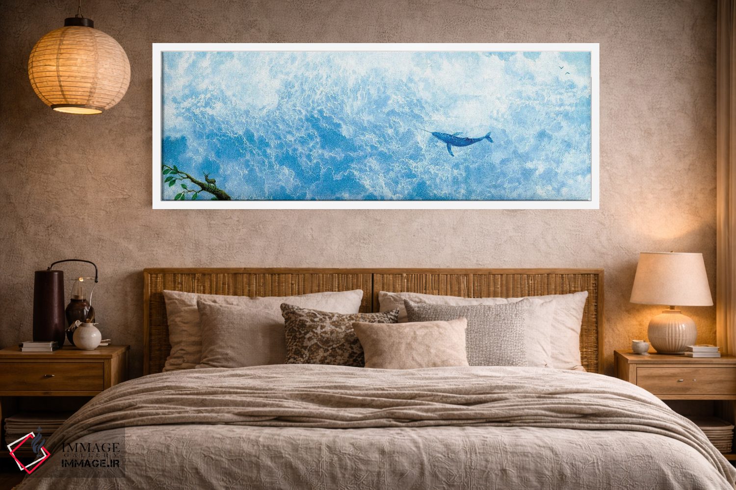 تابلو دکوراتیو دریای ابری نهنگ تک شاخ اثر توشیو ایبینه - D2W