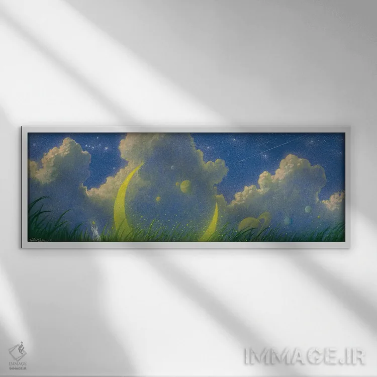 تابلو دکوراتیو دشت سیاره ای اثر توشیو ایبینه - نمای قابدار سفید