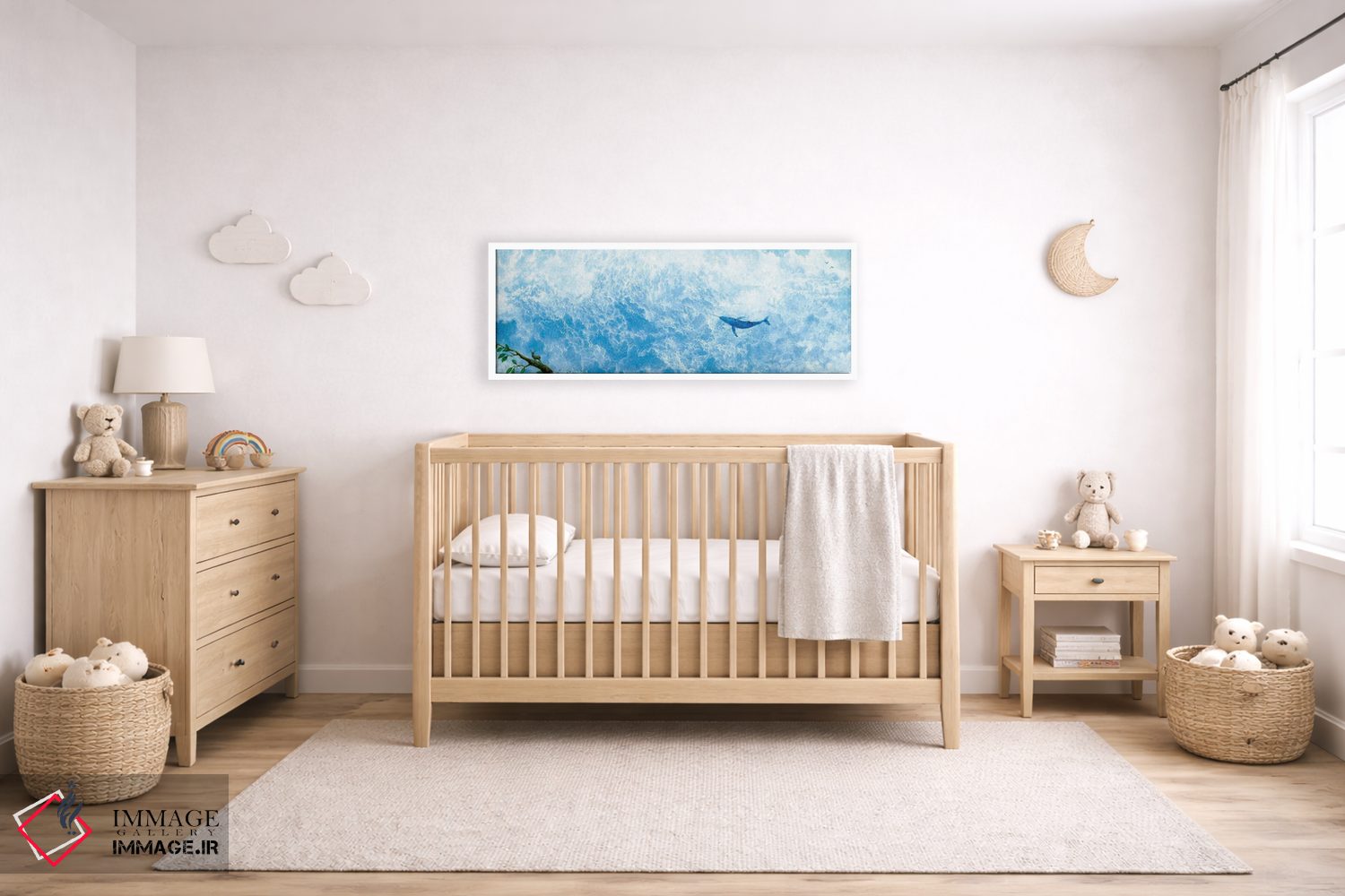 تابلو دکوراتیو دریای ابری نهنگ تک شاخ اثر توشیو ایبینه - D5W